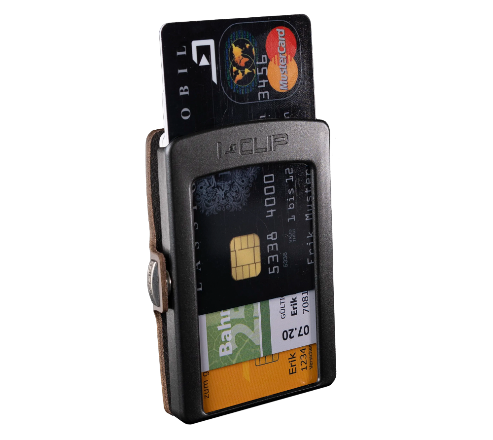 I-CLIP Original Wallet With Coin Pocket – Slim Leather Cardholder & Moneyclip, Handmade In Germany, Black - View #7